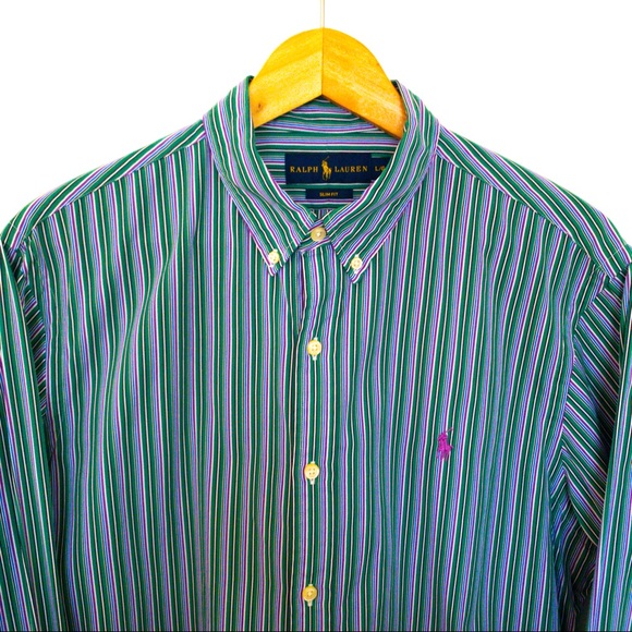 Polo Ralph Lauren Men Shirt Size L Green Blue
